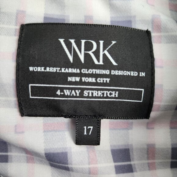 WRK Shirt Mens 17 Multi Geometric 4 Way Stretch L/S Button Up - Picture 3 of 8